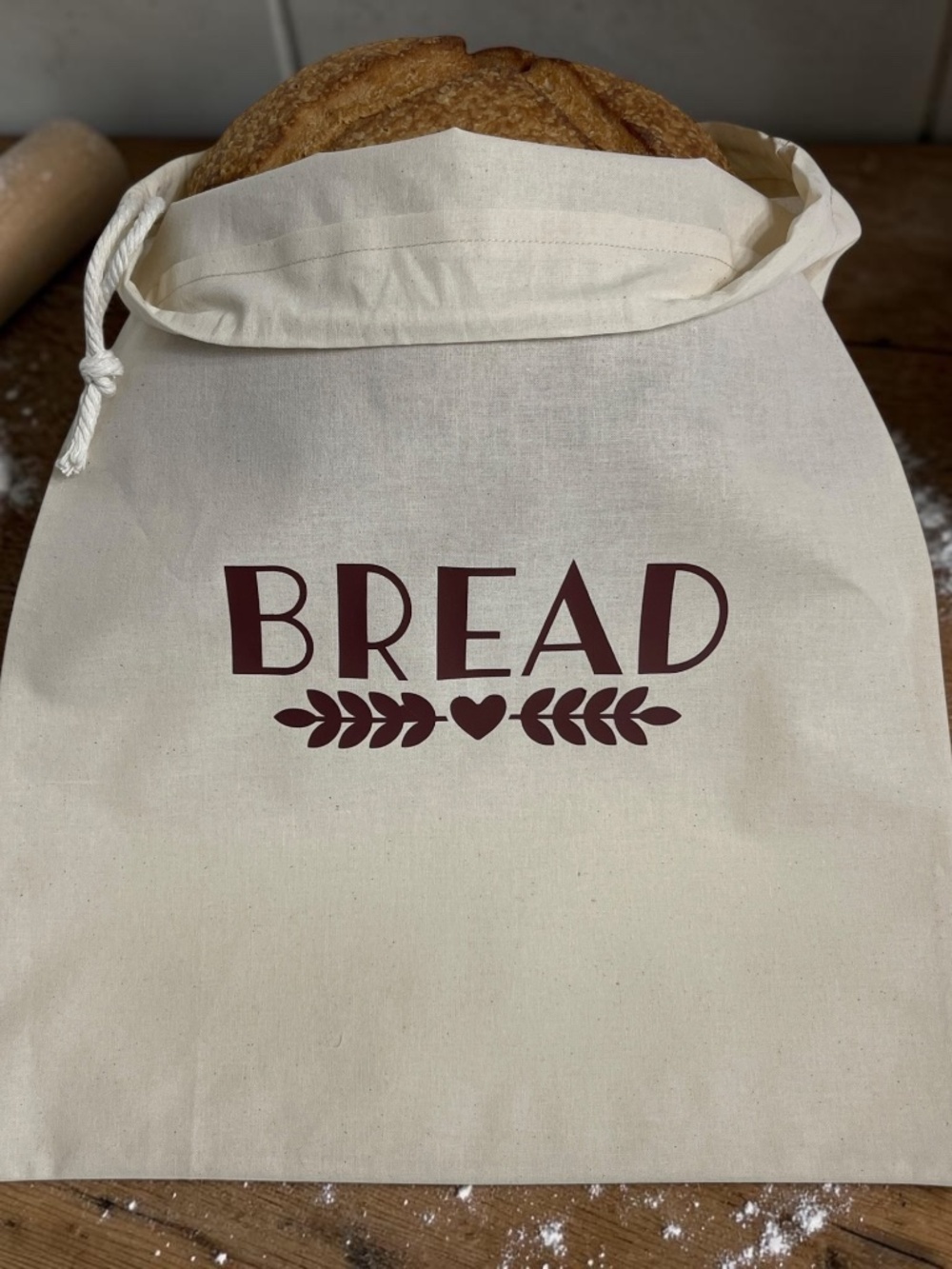 Farmhouse Linen Bread Bag, Rustic Handmade Reusable Bread Keeper, Eco-Friendly